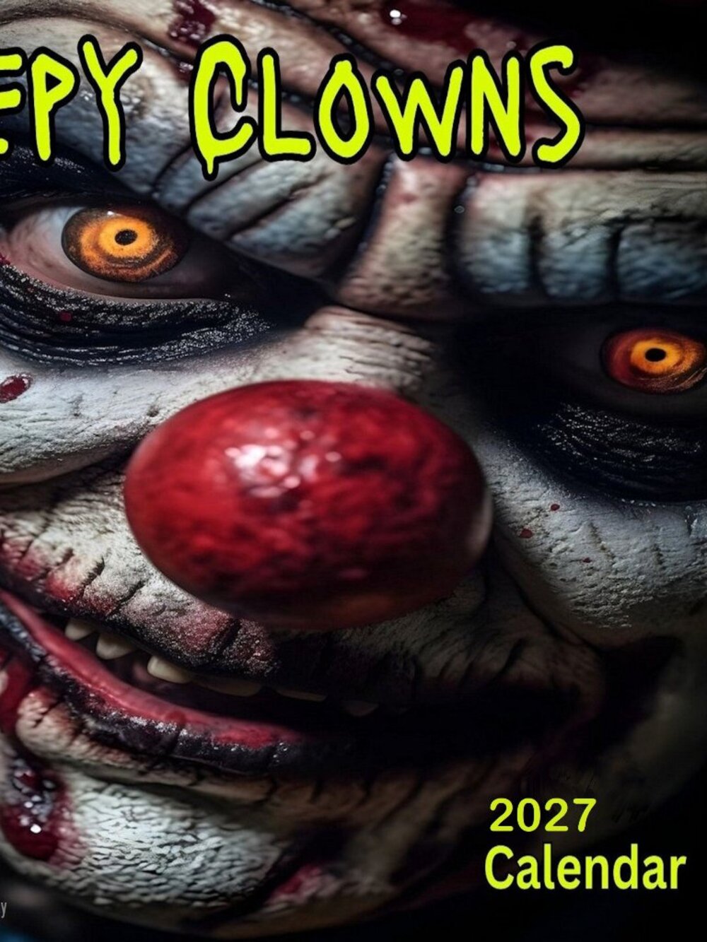 Creepy Clown Premium Wall Calendar 2027 Scary Evil Clown Horror Movie Calendar
